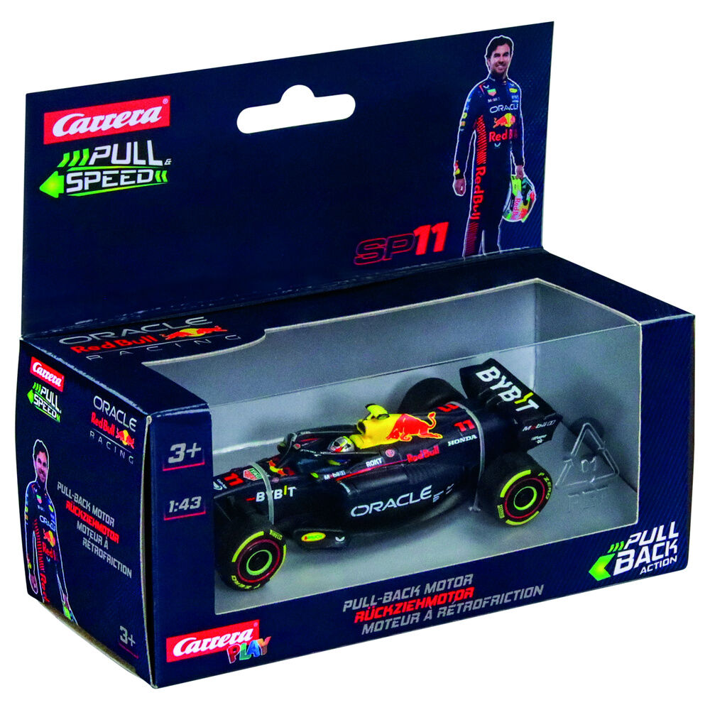 f1 car s perez red bull pull back