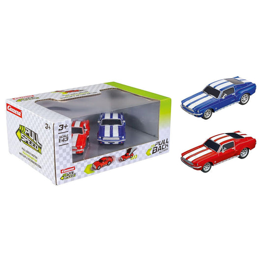 blister 2 cars ford mustang 67 twinpack pull back