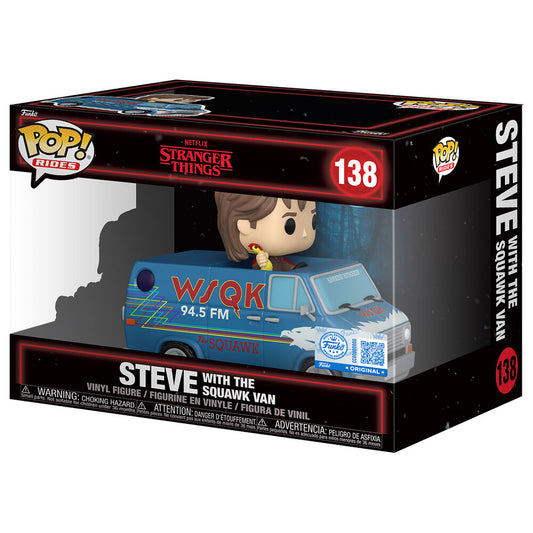 Figura POP Rides Deluxe Stranger Things 5 ​​Steve com a Van Squawk