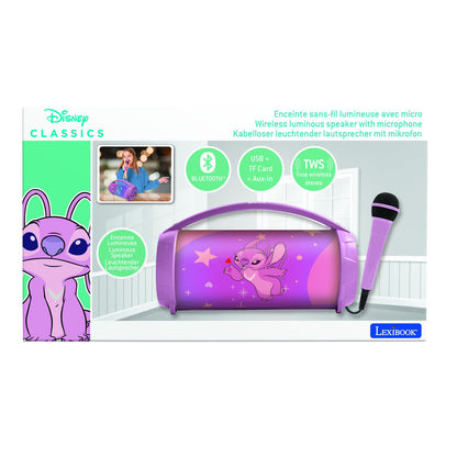 Leuchtender Bluetooth Lautsprecher + Mikrofon von Disney mit Engel und Stitch