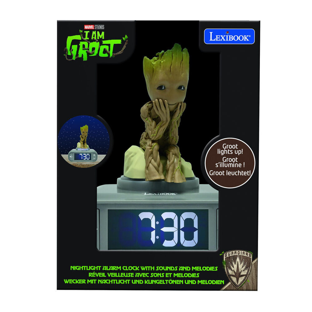 Despertador com luz noturna 3D Groot Guardiões da Galáxia Marvel