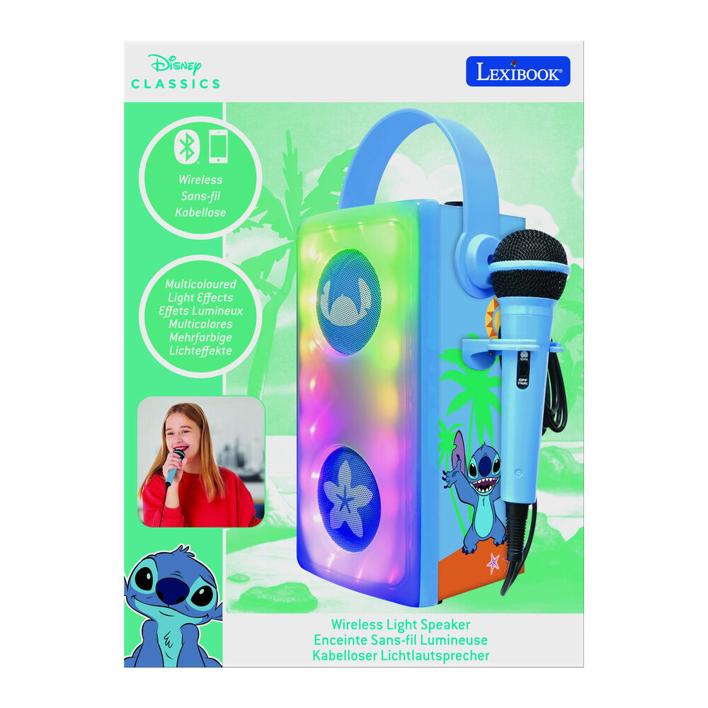 Altavoz Bluetooth luminoso de Disney Stitch + micrófono