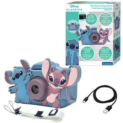 Câmera digital Disney Stitch & Angel com capa protetora