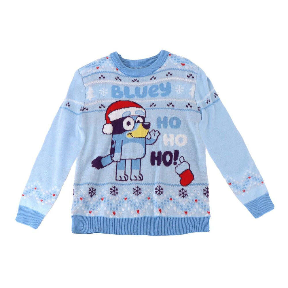 Blauer Weihnachtsstrickpullover