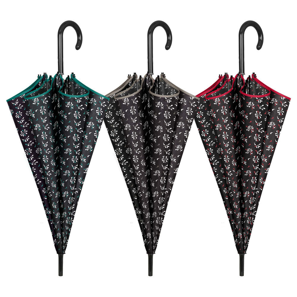 automatic black patterned umbrella 61cm assorted