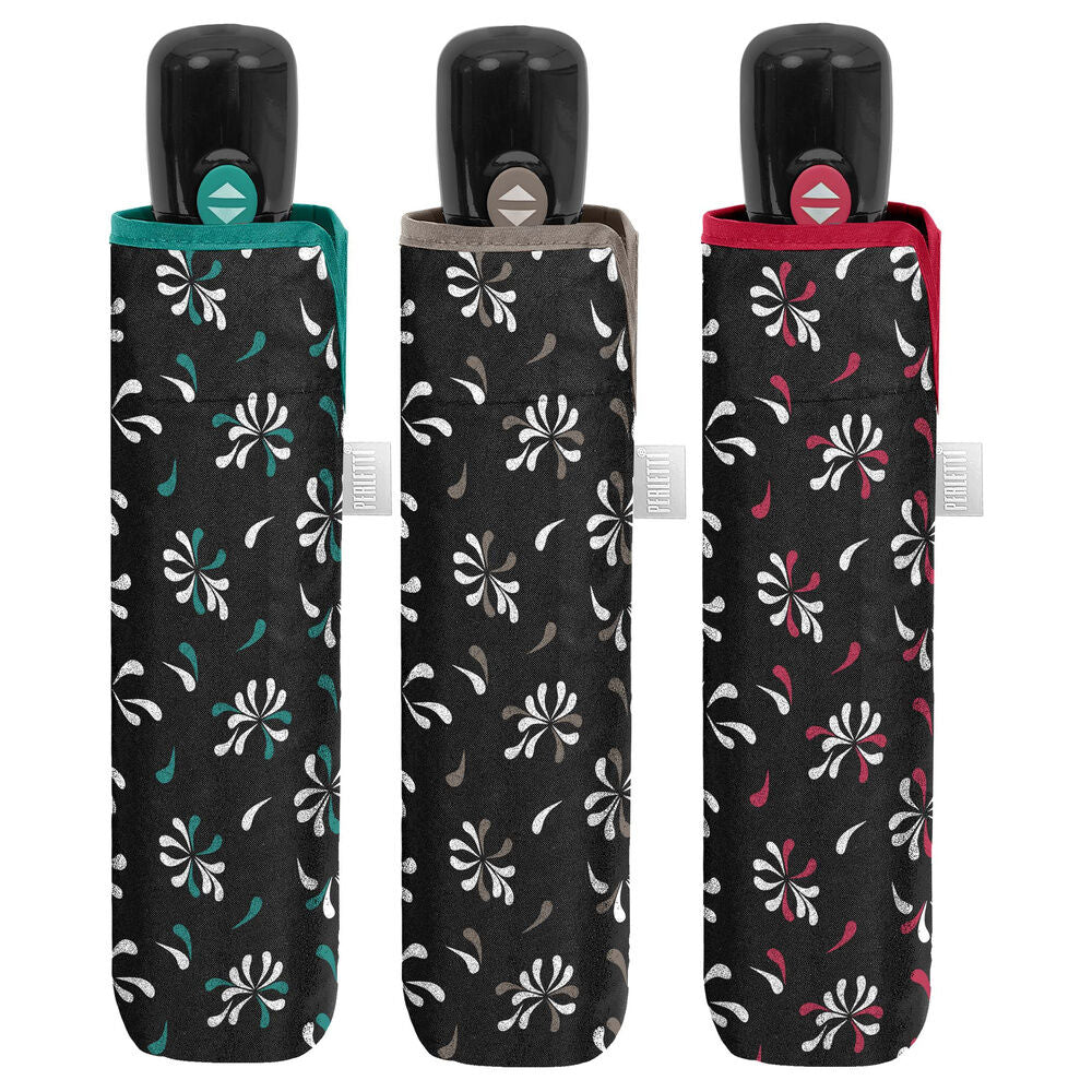 automatic folding umbrella  black with print  54cm  assorted