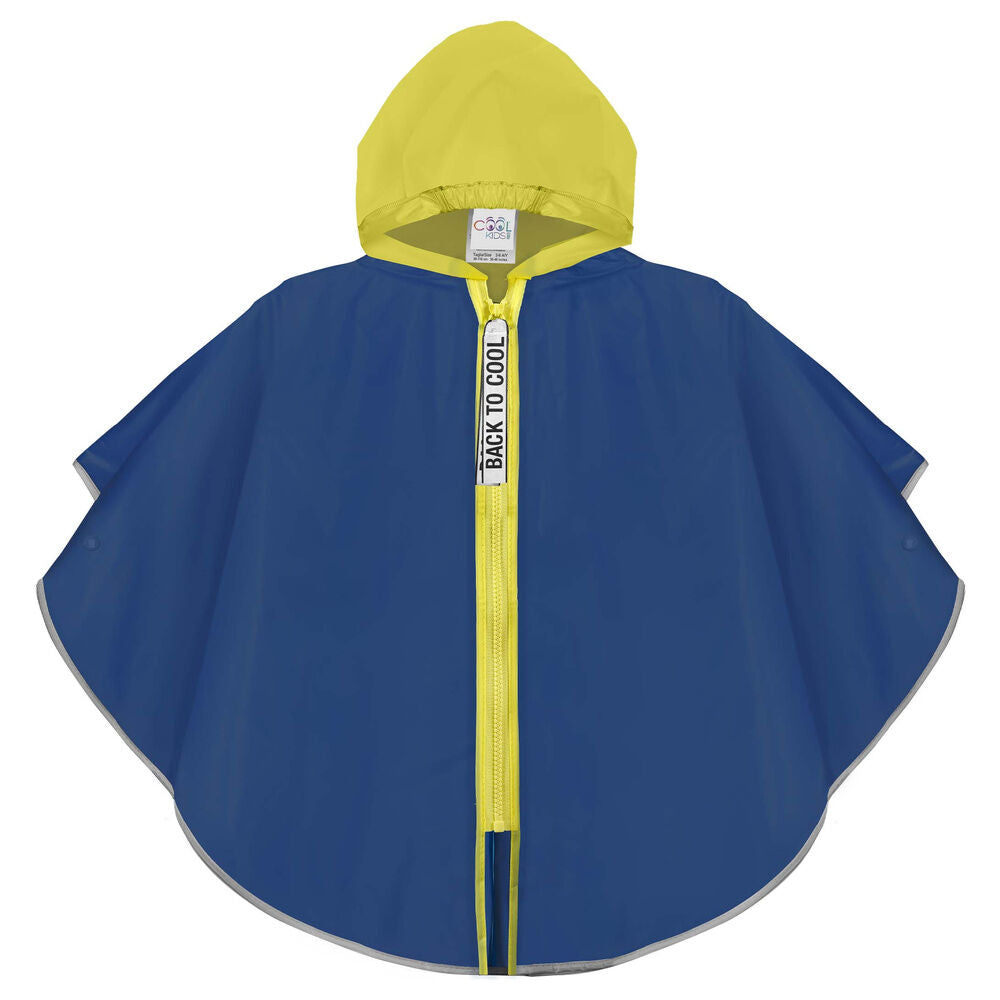 blue yellow zip up raincoat