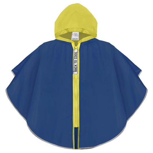 blue yellow zip up raincoat
