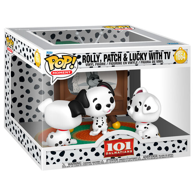 Action figure POP Moment Disney 101 Dalmatians Rolly Patch e Lucky con TV