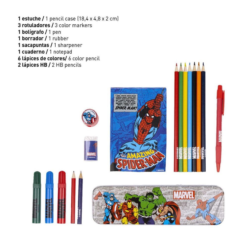 Set de papelería para colorear de Marvel