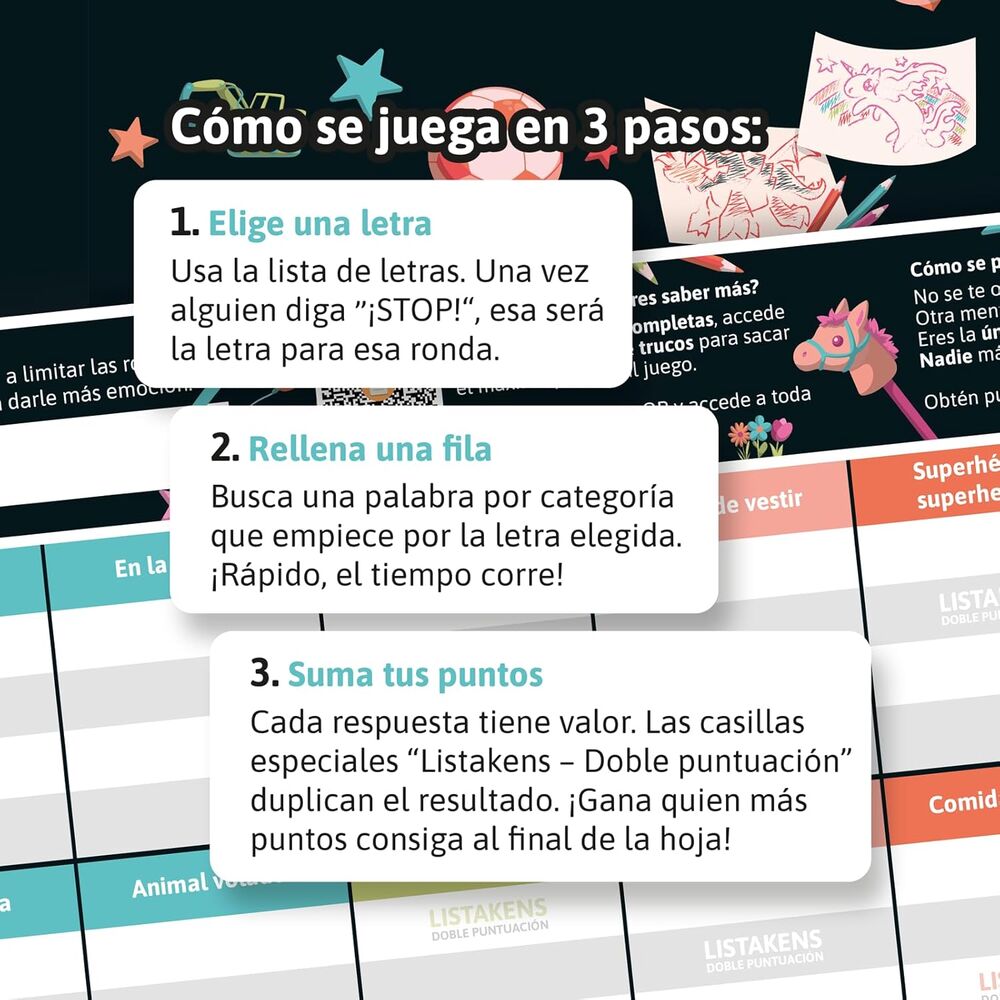 Lists Lists and Listakens Junior board game (Spanish)