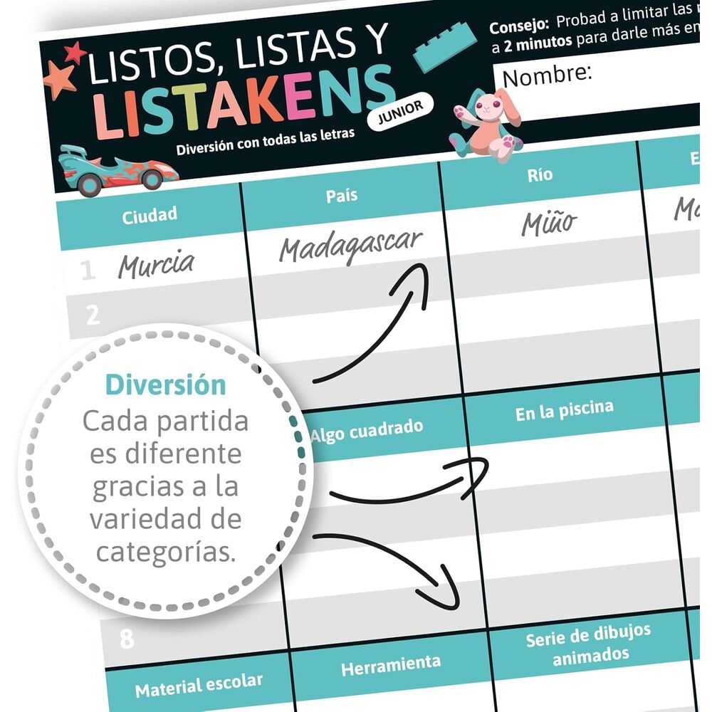 Lists Lists and Listakens Junior board game (Spanish)