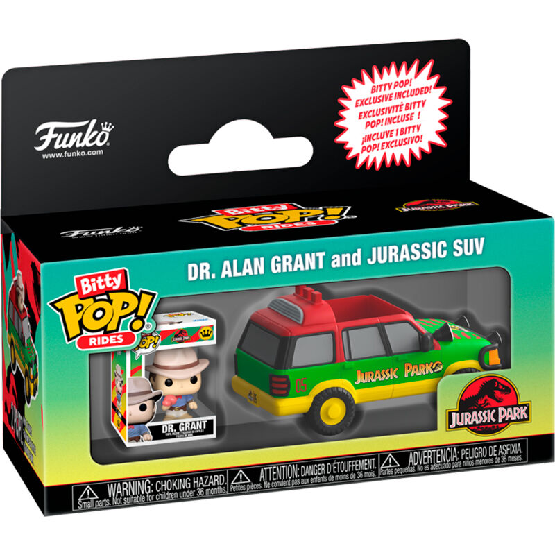 Figurine Bitty POP Ride Jurassic Park Dr. Alan Grant et SUV Jurassic