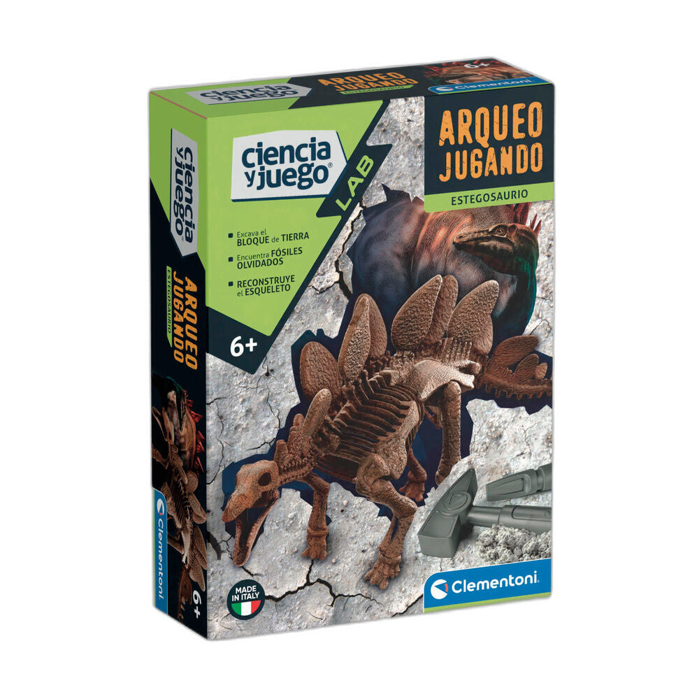 archaeological game: playing t rex stegosaurus