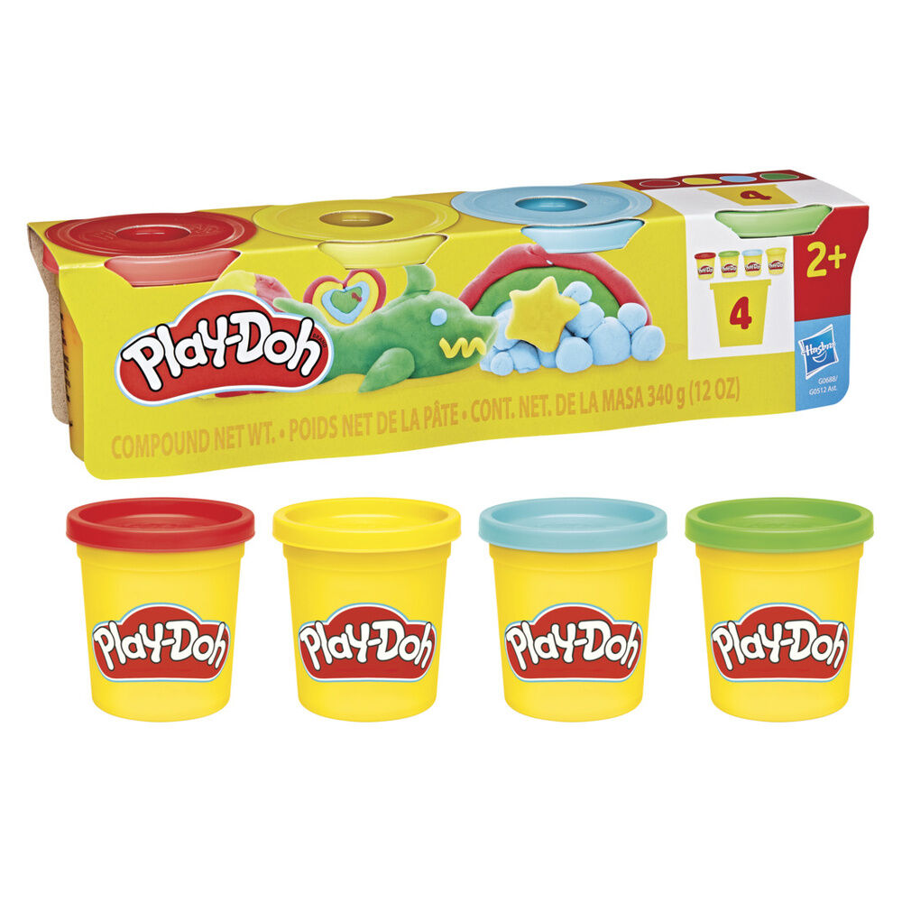 Conjunto de 4 vasos clássicos de massinha de modelar Play Doh (cores sortidas)
