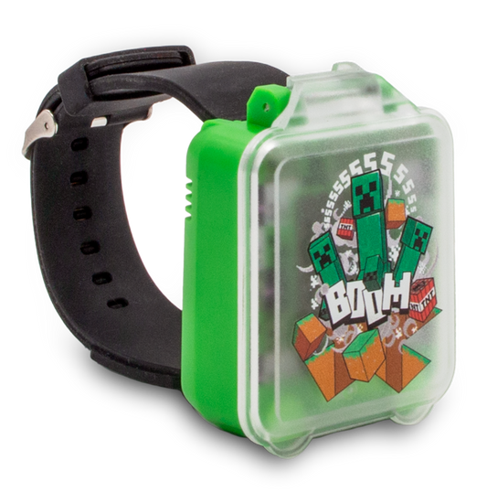 Educational digital clock with Minecraft games