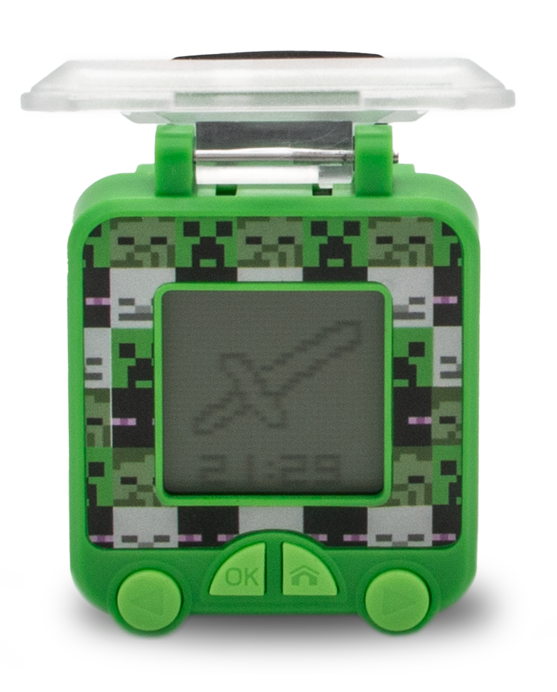 Relógio digital educativo com jogos de Minecraft