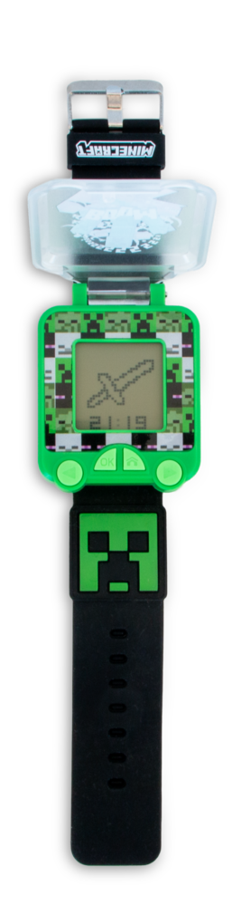 Relógio digital educativo com jogos de Minecraft