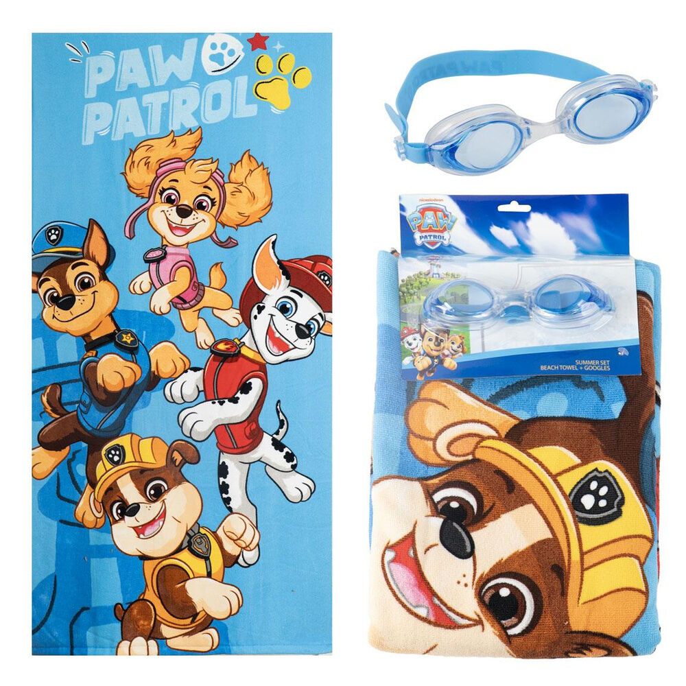 paw patrol towel and swimming goggles set