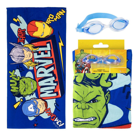 avengers marvel towel  goggles set
