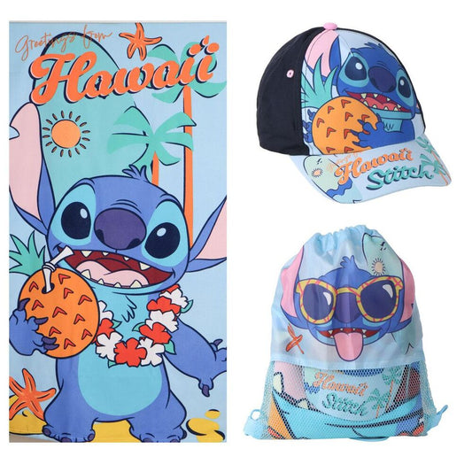 Stitch Disney towel, sleeping bag, and cap set