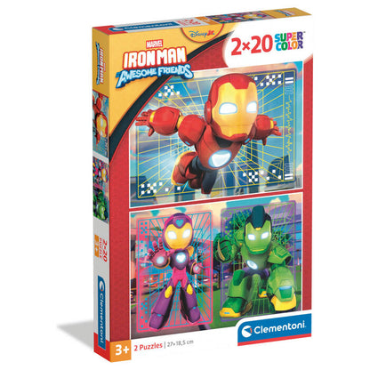 puzzle iron man and his super team marvel 2x20pcs