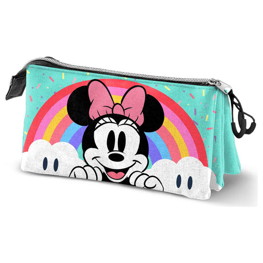 Rainbow Minnie Disney triple pencil case