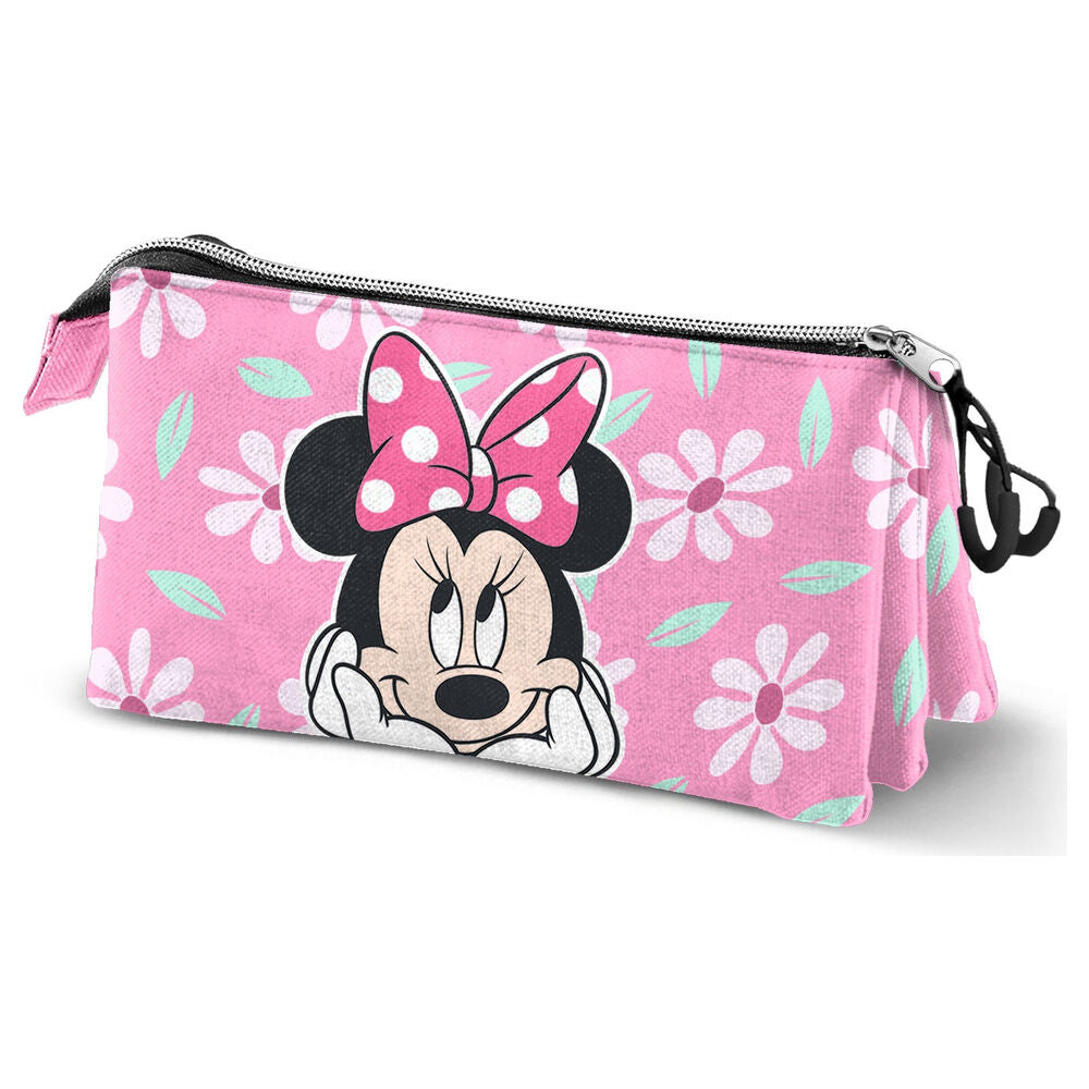 blooming minnie disney triple pencil case
