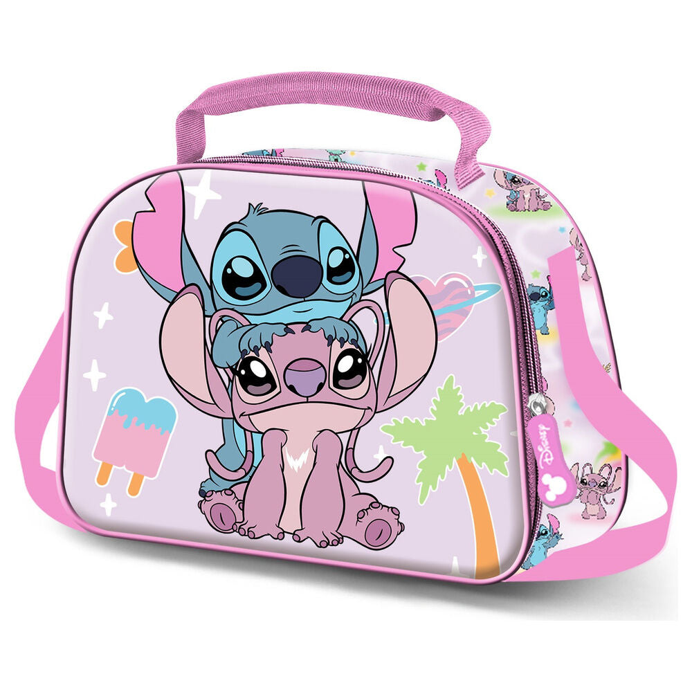 disney 3d couple angel & stitch lunch bag