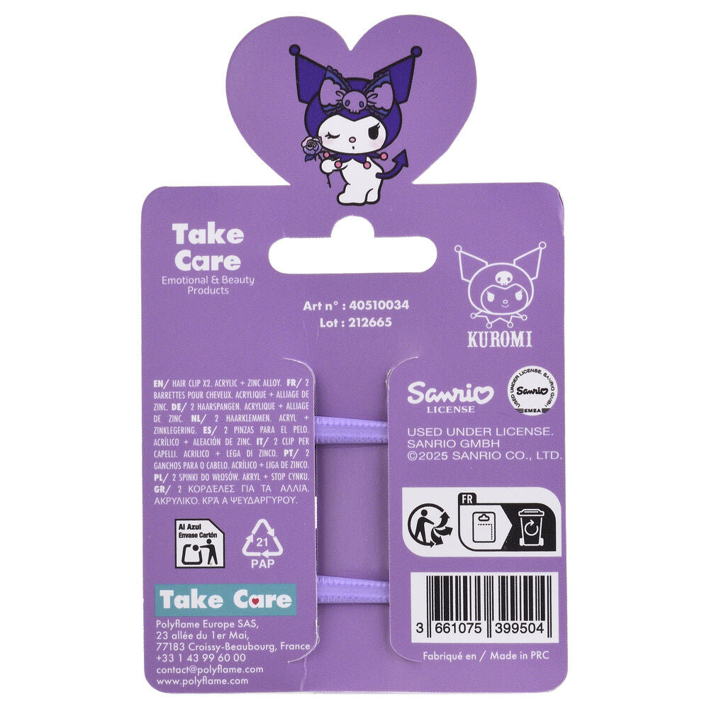 Blister pack of 2 Kuromi Hello Kitty hair clips