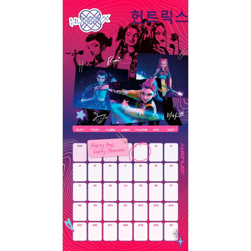 kpop demon hunters 2026 wall calendar