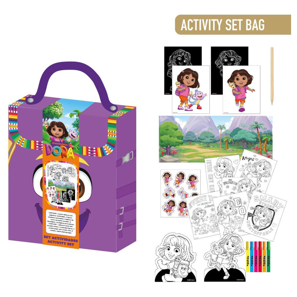 dora the explorer colorable backpack set