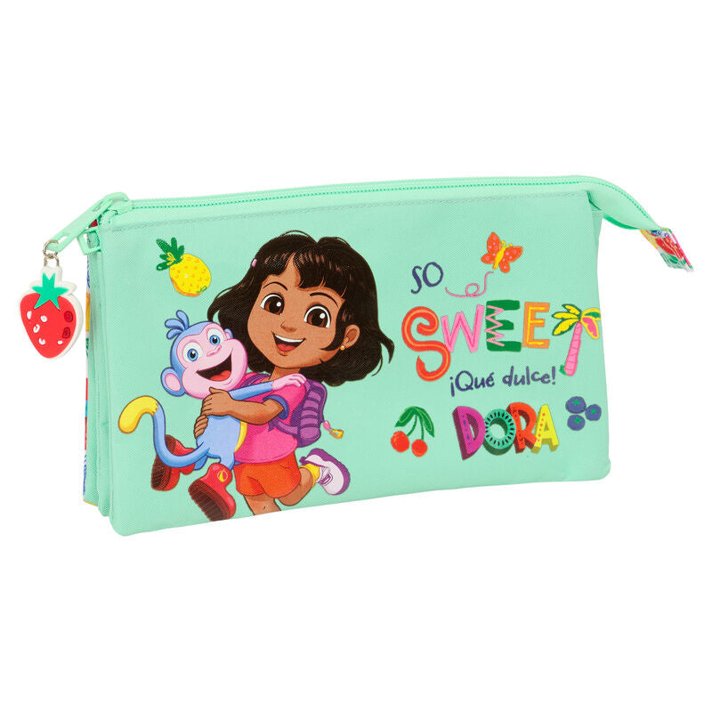 dora the explorer triple pencil case