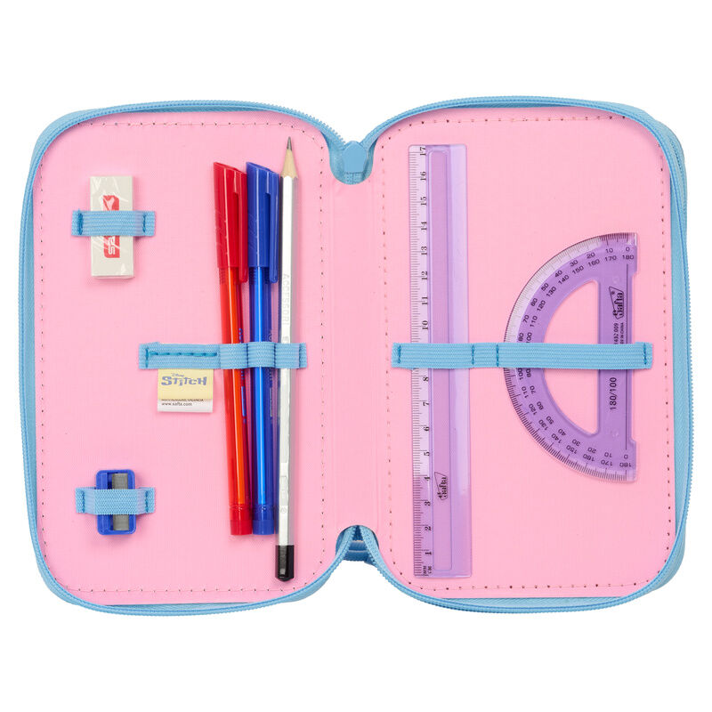 Estuche triple para lápices de Disney con diseño de Stitch brillante (37 piezas)