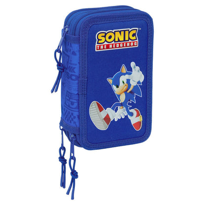 sonic the hedgehog triple pencil case 37pcs