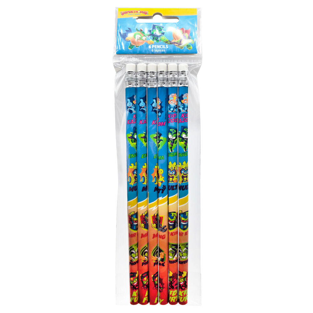 blister pack of 6 superthings pencils