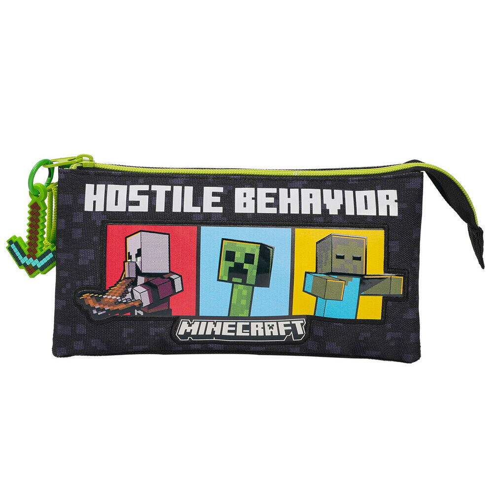 Minecraft triple pencil case