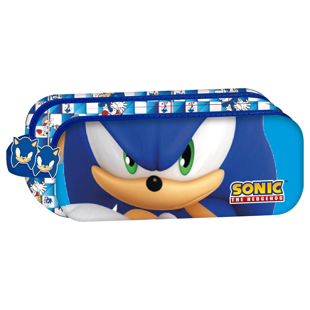 sonic the hedgehog case triple pencil case