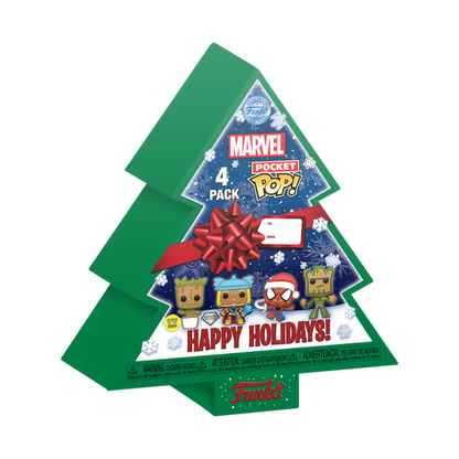 christmas tree with 4 pocket pop marvel tree holiday exclusive figures