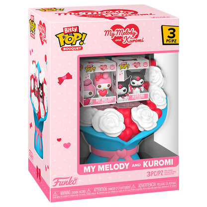 Figura Bitty POP Bouquet de Hello Kitty My Melody y Kuromi San Valentín