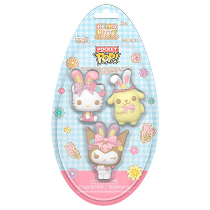 blister 3 figures pocket pop egg hello kitty and friends