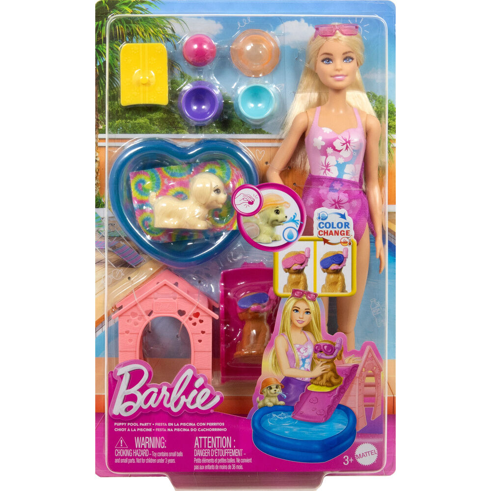 barbie doll with puppies pool