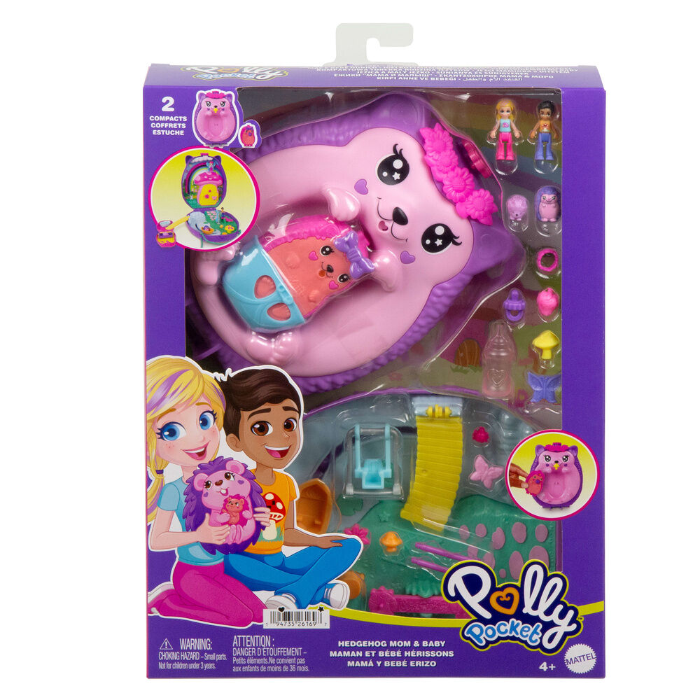 mama hedgehog and baby polly pocket handbag set