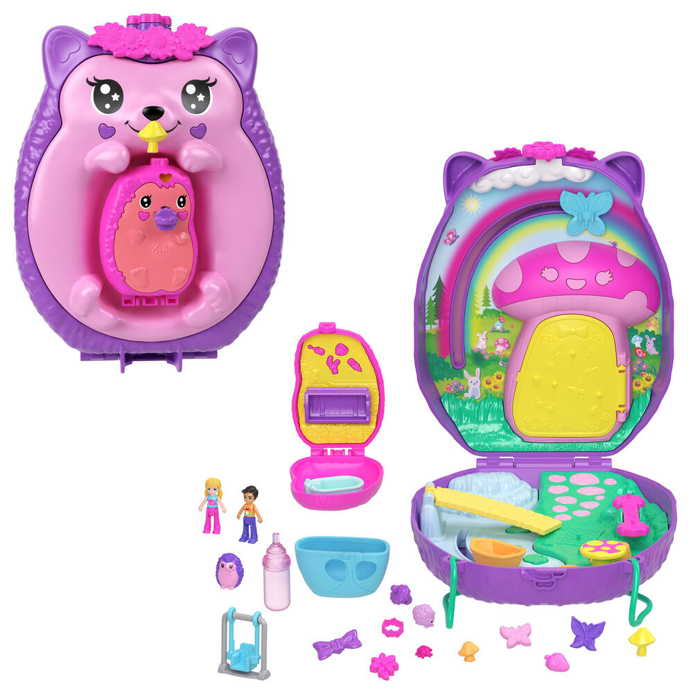Conjunto de bolsa com mamãe ouriço e bebê Polly Pocket