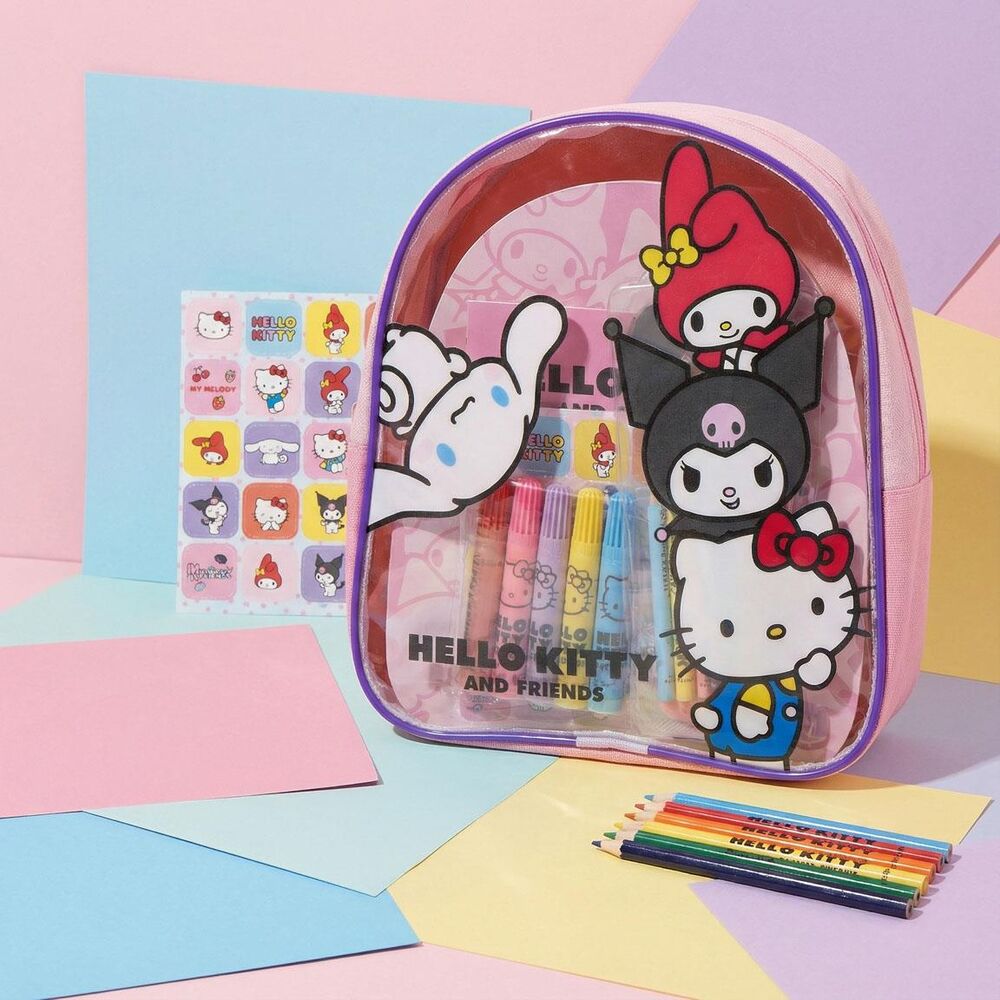 Set di cancelleria con zainetto di Hello Kitty e amici