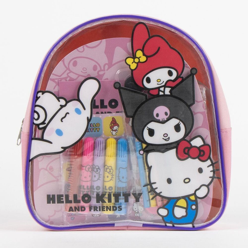 Set di cancelleria con zainetto di Hello Kitty e amici