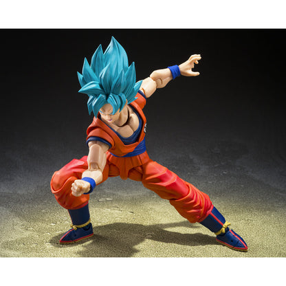 S H Figuarts Super Saiyan God Super Saiyan Son Goku Blue Power Transcending Limits Figur Dragon Ball Super 14 5 cm