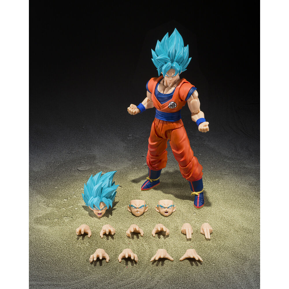 S H Figuarts Super Saiyan God Super Saiyan Son Goku Blue Power Transcending Limits Figur Dragon Ball Super 14 5 cm