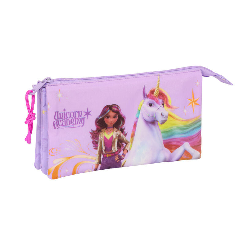 unicorn academy triple pencil case