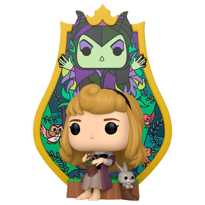 disney pop deluxe sleeping beauty aurora maleficent stained glass figure